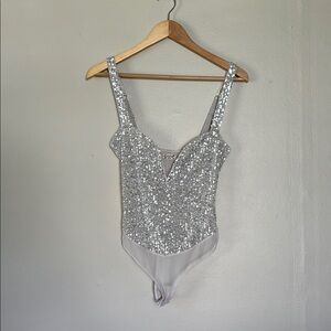 NWOT Free People Shimmering Sequin Top bodysuit xs